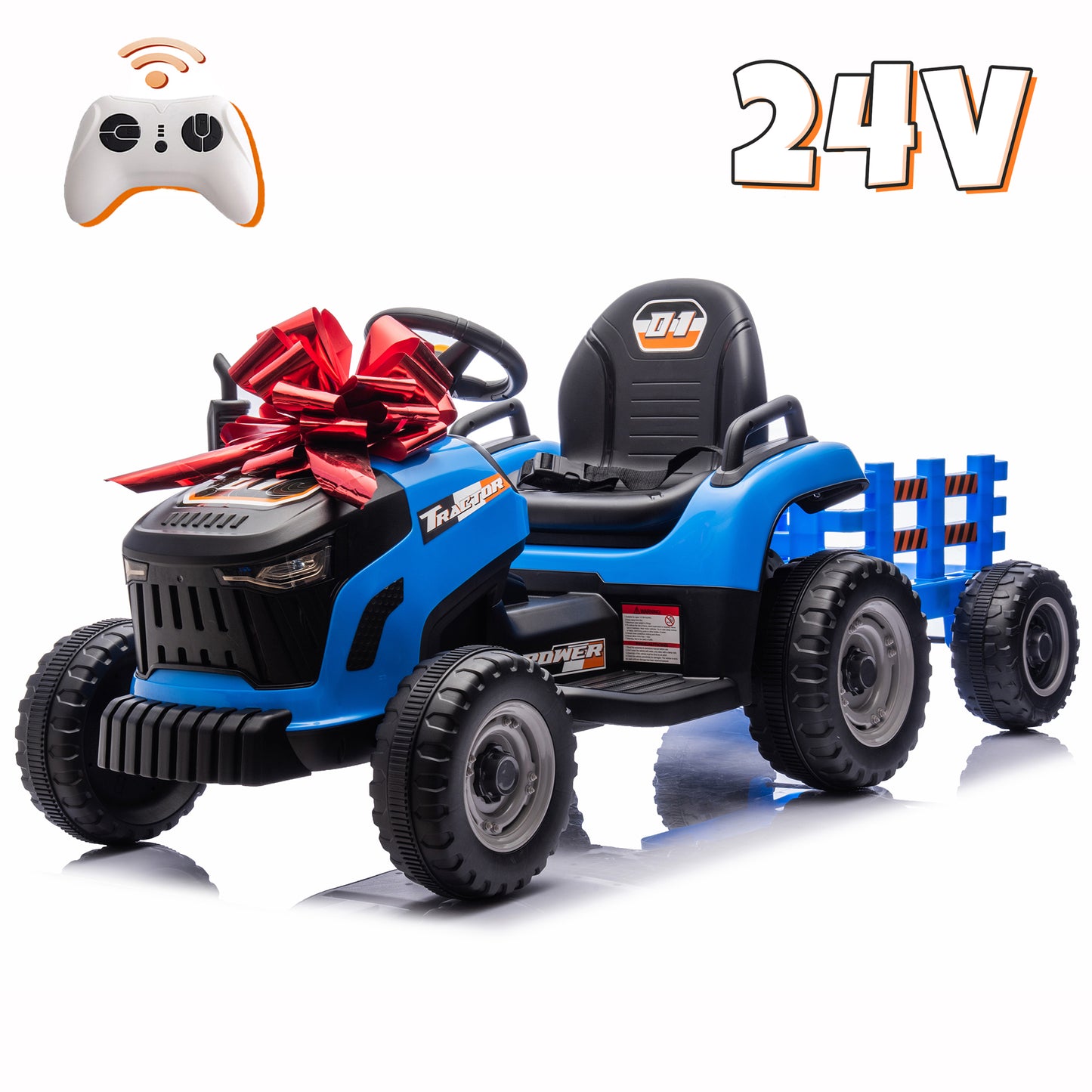 Joyracer 24 Volts Ride on Toys Vehicle w/Remote Control, 2 Seater Powered Ride on Tractor Truck, Electric Car for Kids 2-6 Gifts, 4-Wheelers Tipable Transport Dumper/Bluetooth/Music-N0428