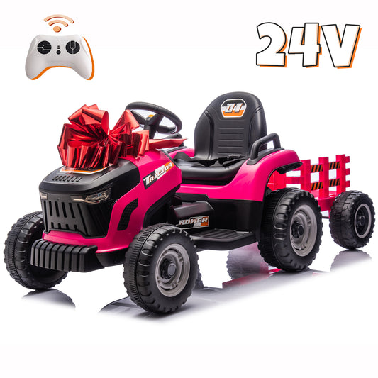 24 Volt Ride on Toys, 2 Seater Ride on UTV Car for Big Kids with Trailer Remote Control