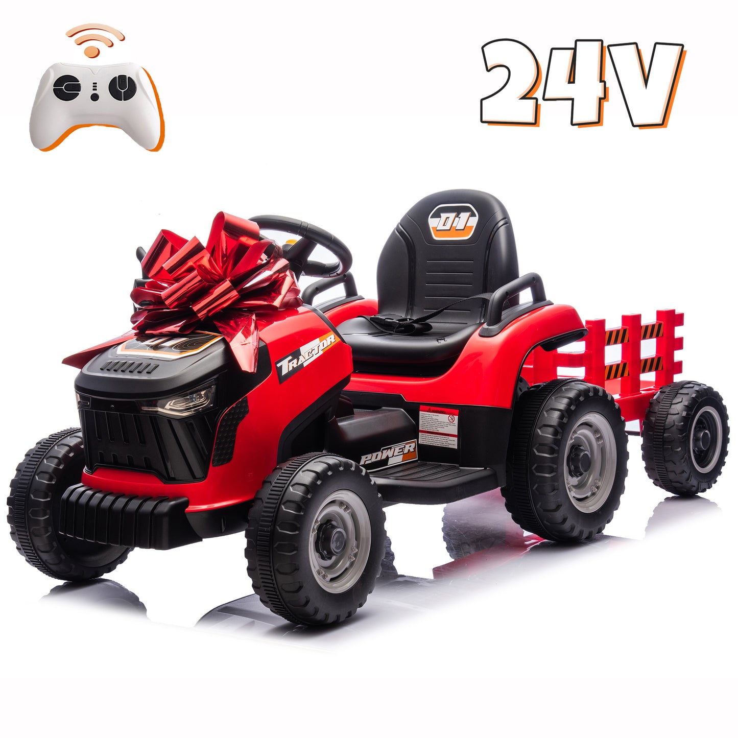 Joyracer 24 Volts Ride on Toys Vehicle w/Remote Control, 2 Seater Powered Ride on Tractor Truck, Electric Car for Kids 2-6 Gifts, 4-Wheelers Tipable Transport Dumper/Bluetooth/Music-N0428