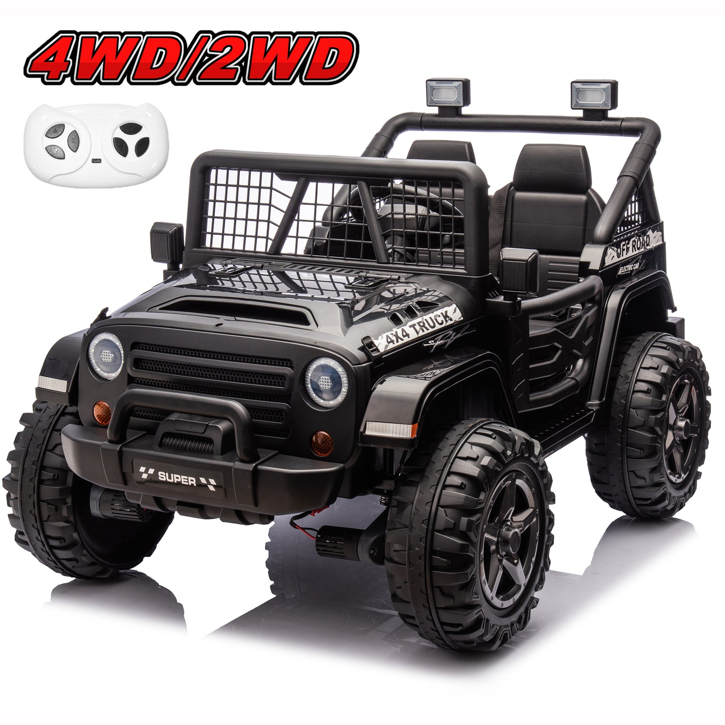 Joyracer 24 Volt Ride on Toys for Big Kids 2 Seater, 4WD/2WD Ride on Cars with Remote Control, 3 Speeds Ride ons, Electric Car with Music, Bluetooth, Horn, Light, Ride on Truck Gift