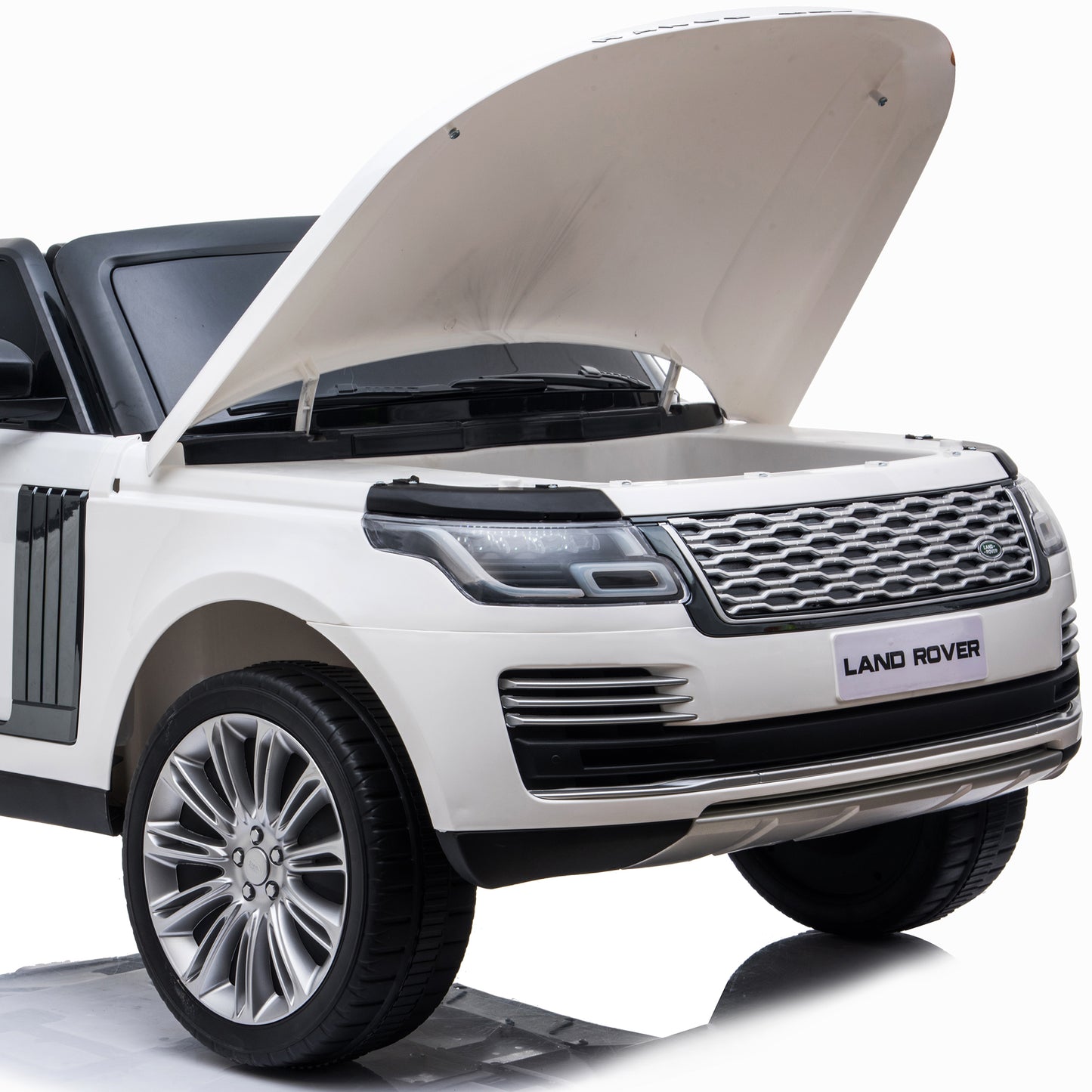 Licensed Land Rover 24V Kids Ride On Car Toy with 2 Seater & Remote Control, 2*240W Powerful Motor, 3 Speeds, Radio, Bluetooth USB MP3 Player, White