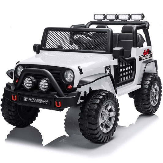 12V Kids Ride On Truck 4x4 Car with 2 Seater & Remote Control, 10Ah Battery Powered Electric Ride on Toys w/ 4*75W Motor, Bluetooth MP3 Music, 4 Wheels Suspension, 3 Speeds White