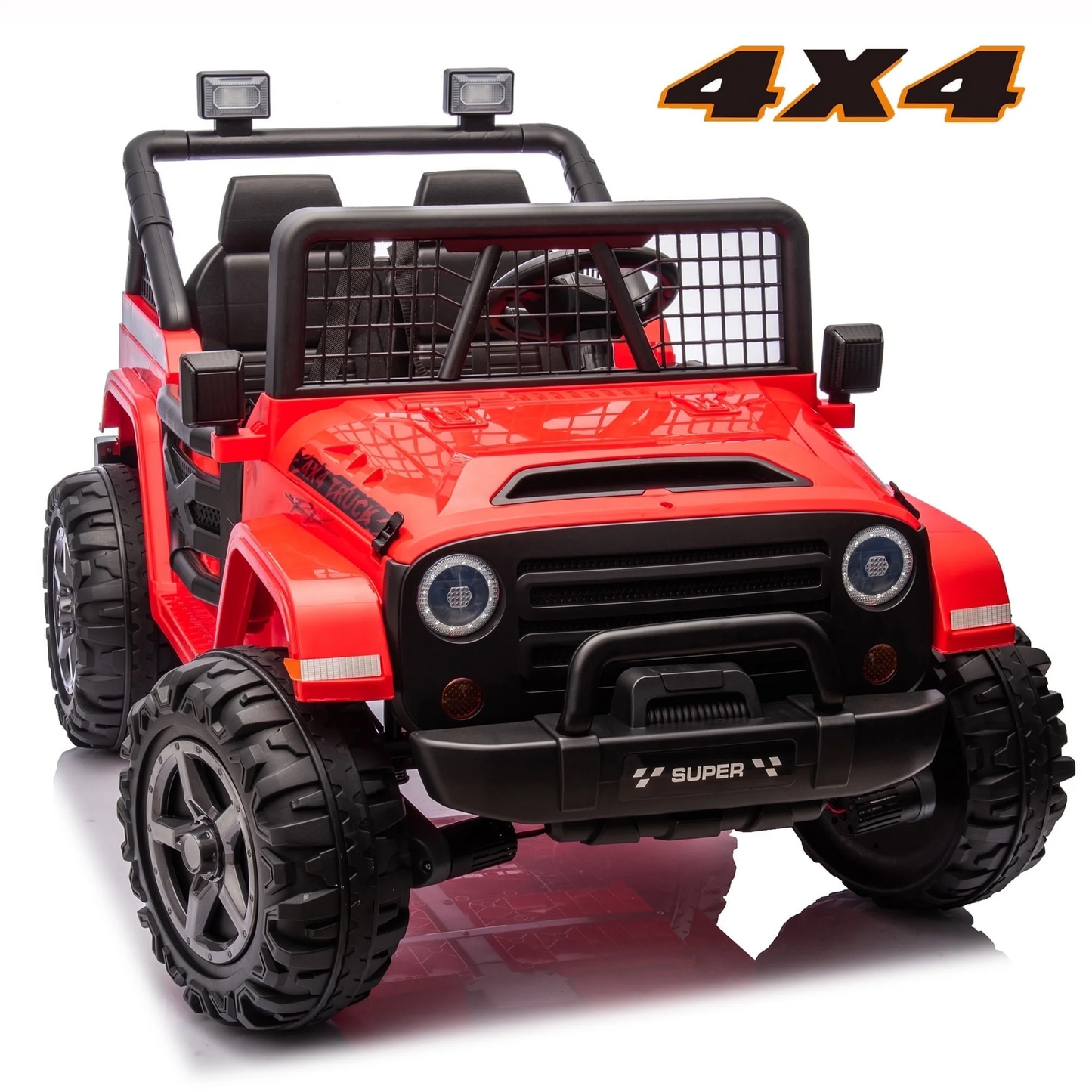 Joyracer 4x4 24V Kids Ride on Car Truck w/ 2 Seater Remote Control, 4*200W Motor 9AH Battery Power Car Wheels Toys, 3 Speeds, Spring Suspension, Bluetooth Music for Girls Boys0723