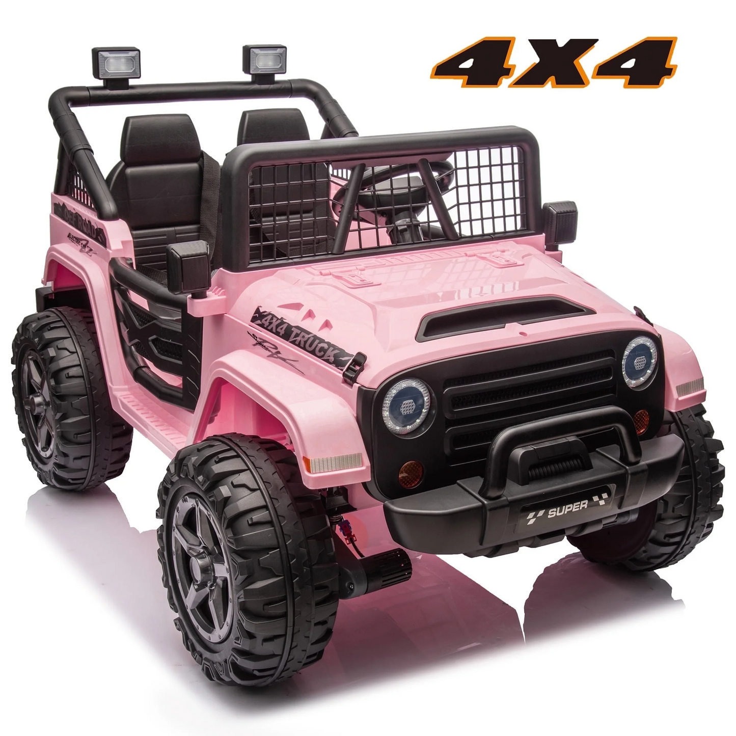 Joyracer 4x4 24V Kids Ride on Car Truck w/ 2 Seater Remote Control, 4*200W Motor 9AH Battery Power Car Wheels Toys, 3 Speeds, Spring Suspension, Bluetooth Music for Girls Boys0723