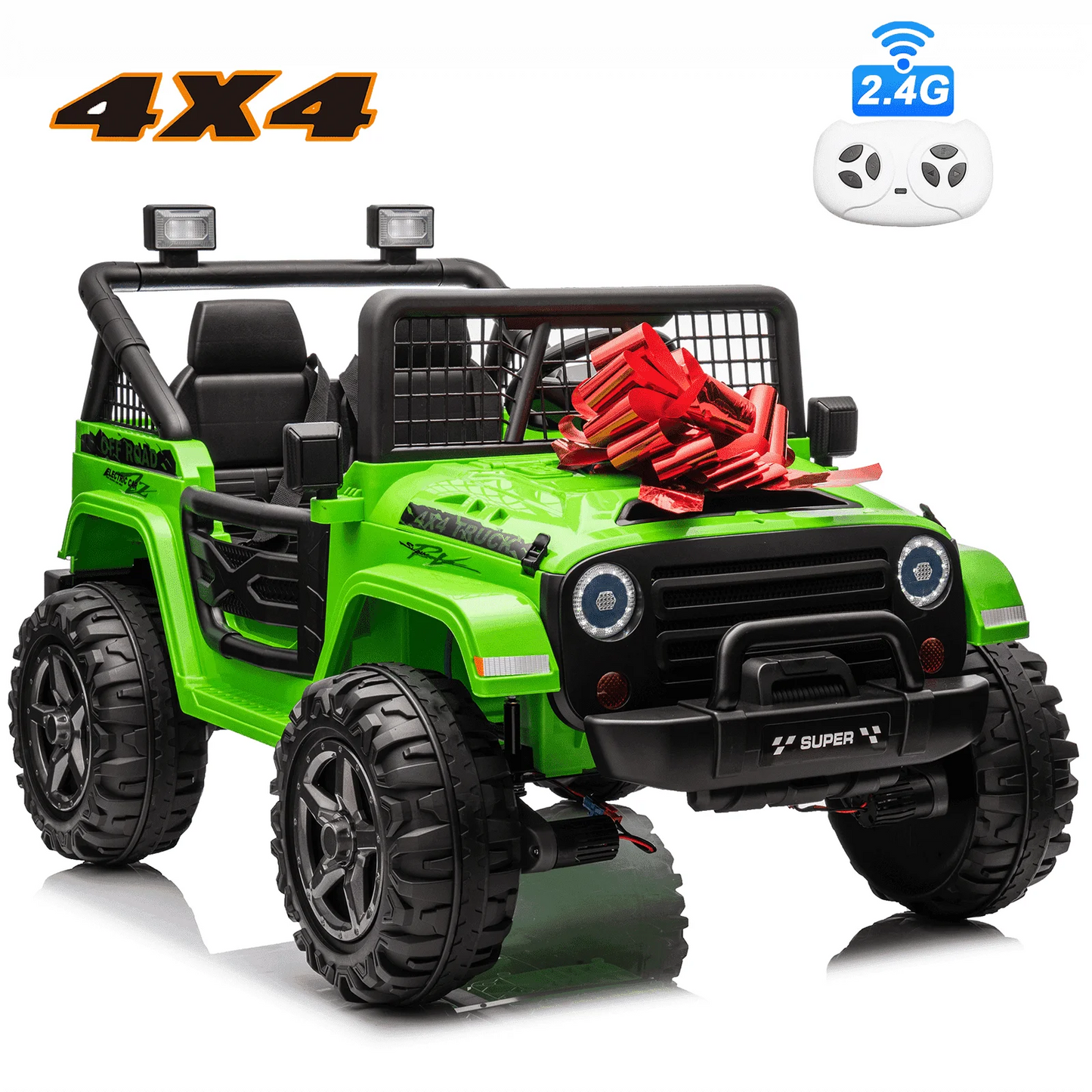 Joyracer 4x4 24V Kids Ride on Car Truck w/ 2 Seater Remote Control, 4*200W Motor 9AH Battery Power Car Wheels Toys, 3 Speeds, Spring Suspension, Bluetooth Music for Girls Boys0723