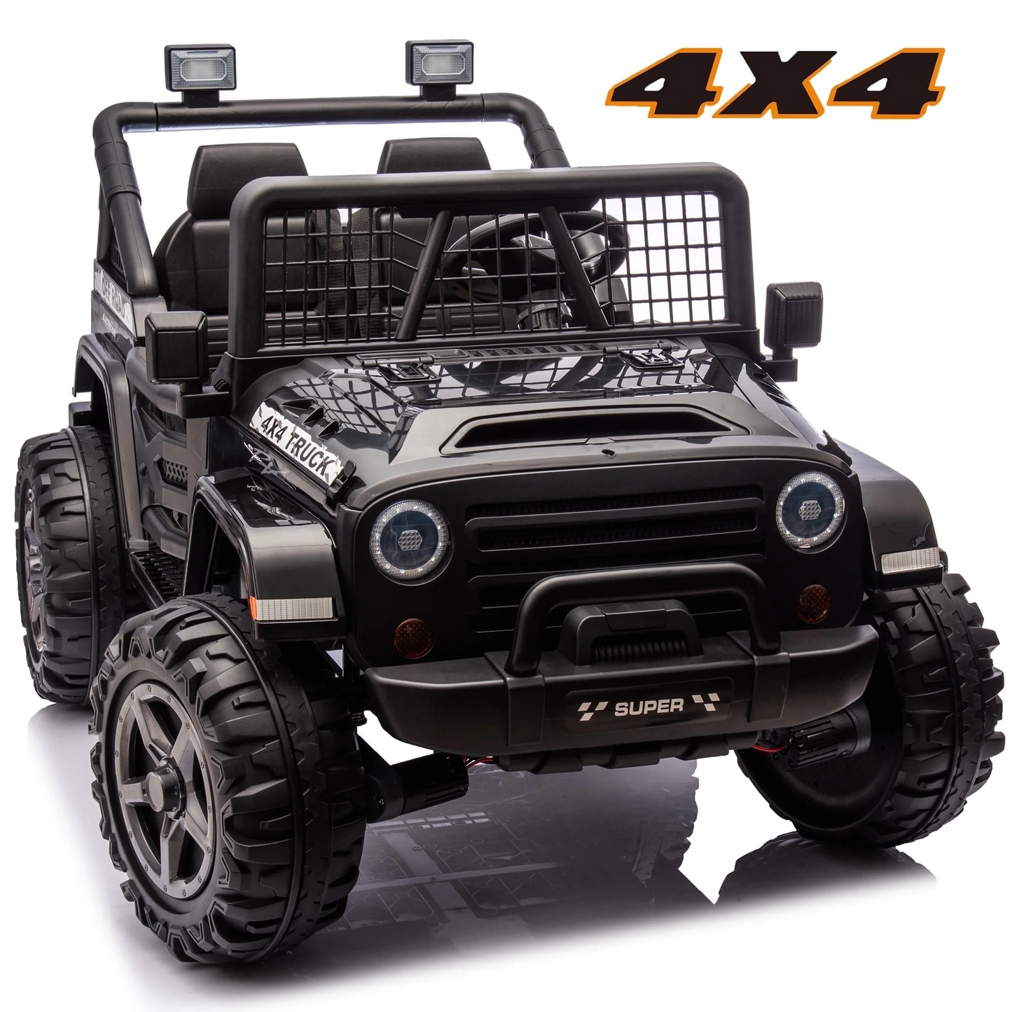 Joyracer 4x4 24V Kids Ride on Car Truck w/ 2 Seater Remote Control, 4*200W Motor 9AH Battery Power Car Wheels Toys, 3 Speeds, Spring Suspension, Bluetooth Music for Girls Boys0723