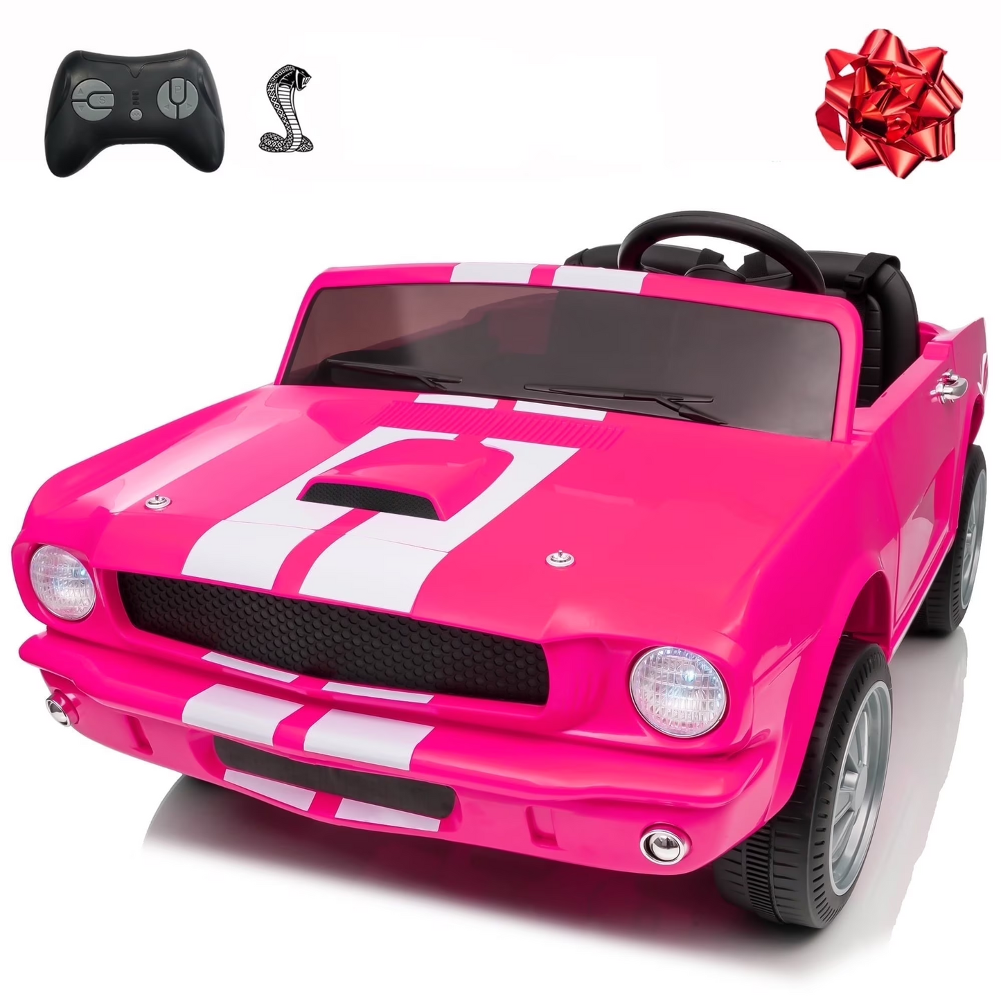 Joyracer Licensed Shelby GT350 Ride ons, 4WD Kids 24V Ride on Toy w/ Remote Control, 800W 2 Seater Electric Car for Toddlers, Bluetooth,3 Speeds, Music, Outdoor Toys Gift