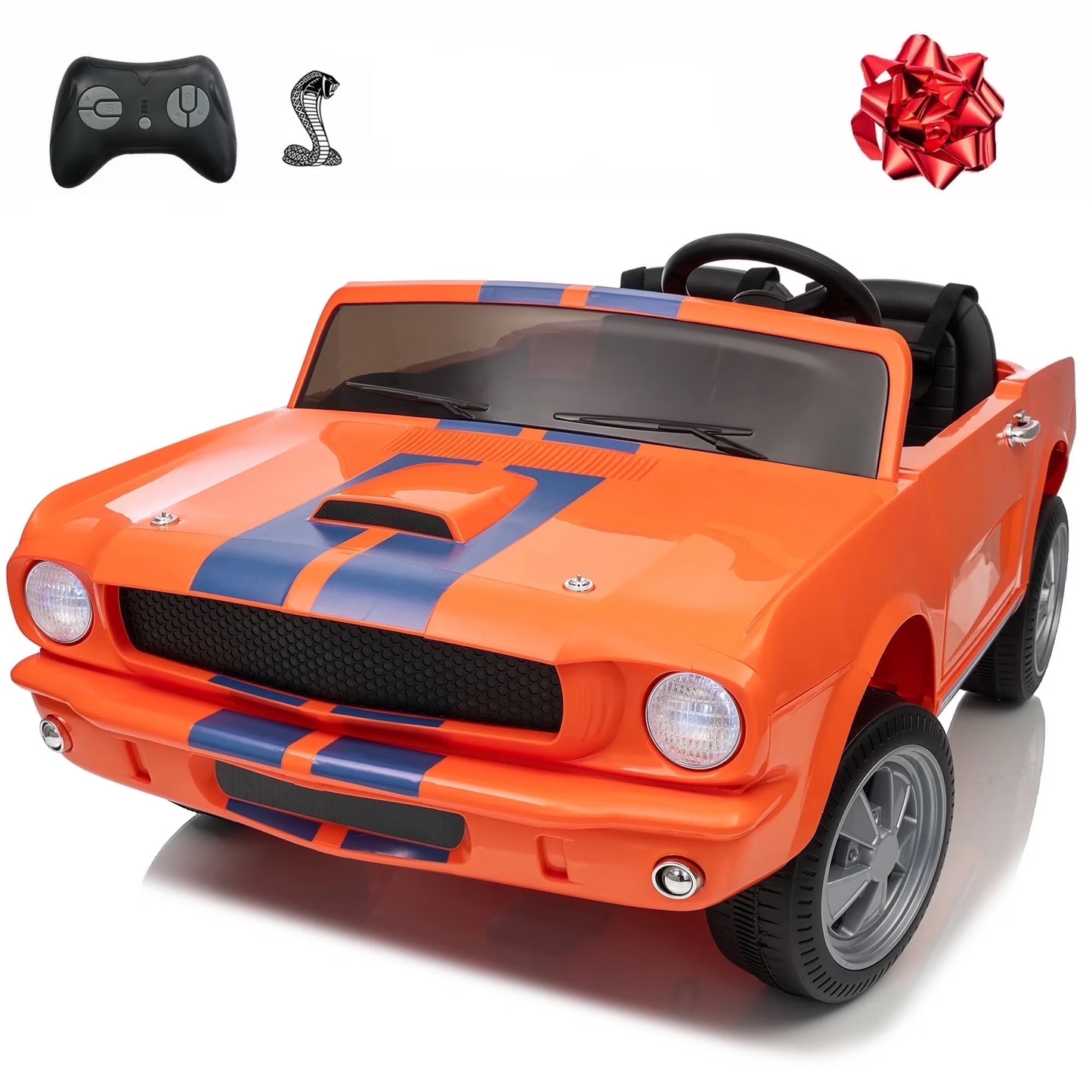 Joyracer Licensed Shelby GT350 Ride ons, 4WD Kids 24V Ride on Toy w/ Remote Control, 800W 2 Seater Electric Car for Toddlers, Bluetooth,3 Speeds, Music, Outdoor Toys Gift