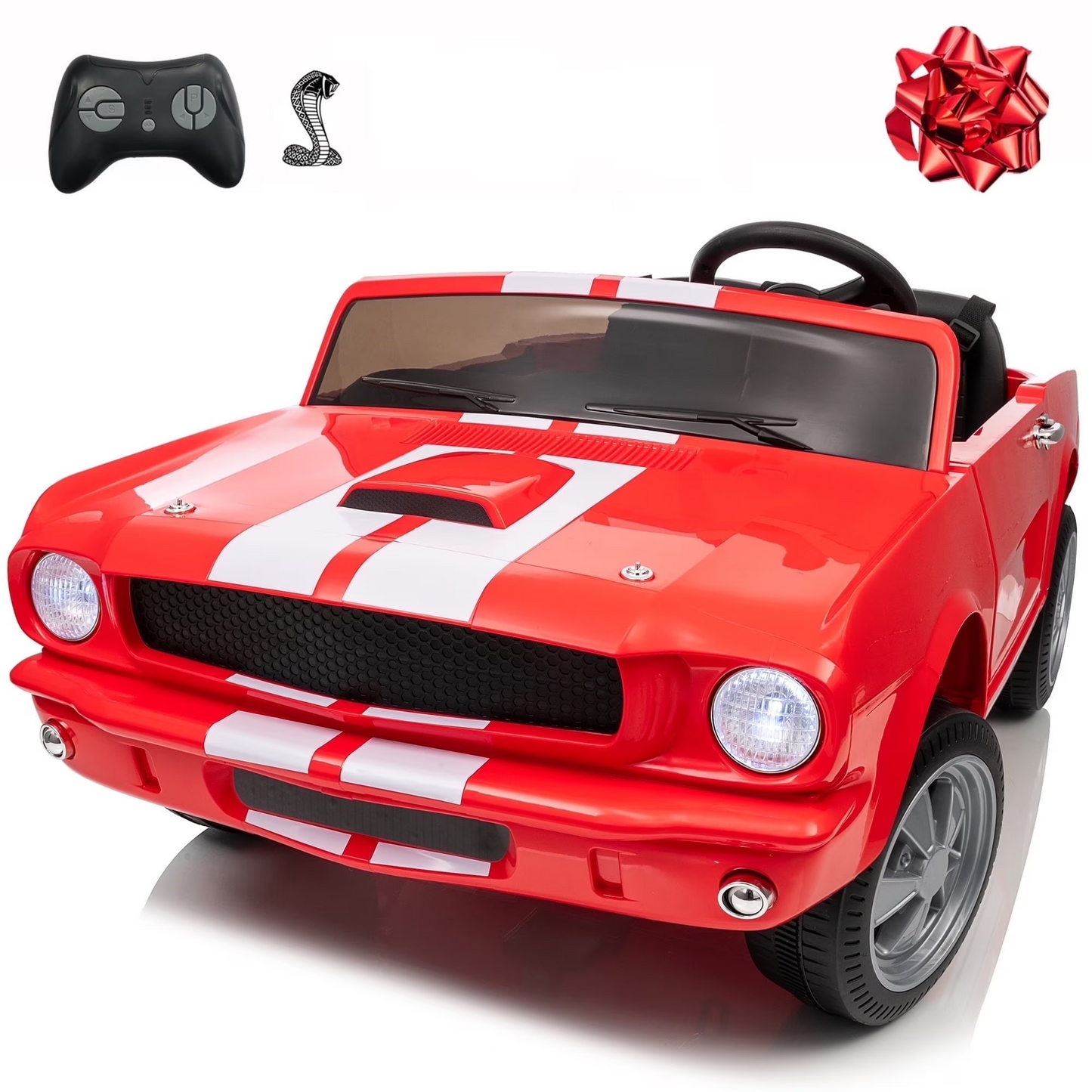Joyracer Licensed Shelby GT350 Ride ons, 4WD Kids 24V Ride on Toy w/ Remote Control, 800W 2 Seater Electric Car for Toddlers, Bluetooth,3 Speeds, Music, Outdoor Toys Gift