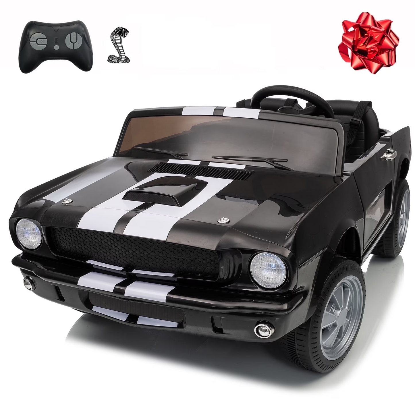 Joyracer Licensed Shelby GT350 Ride ons, 4WD Kids 24V Ride on Toy w/ Remote Control, 800W 2 Seater Electric Car for Toddlers, Bluetooth,3 Speeds, Music, Outdoor Toys Gift