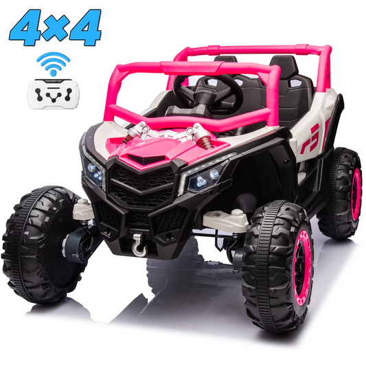 Joyracer 24 Volt Ride on Toys 2 Seater, Power Car wheels UTV with 4*200W Motors, Remote Control, Bluetooth Music, Spring Suspension, LED Light, 3 Speeds