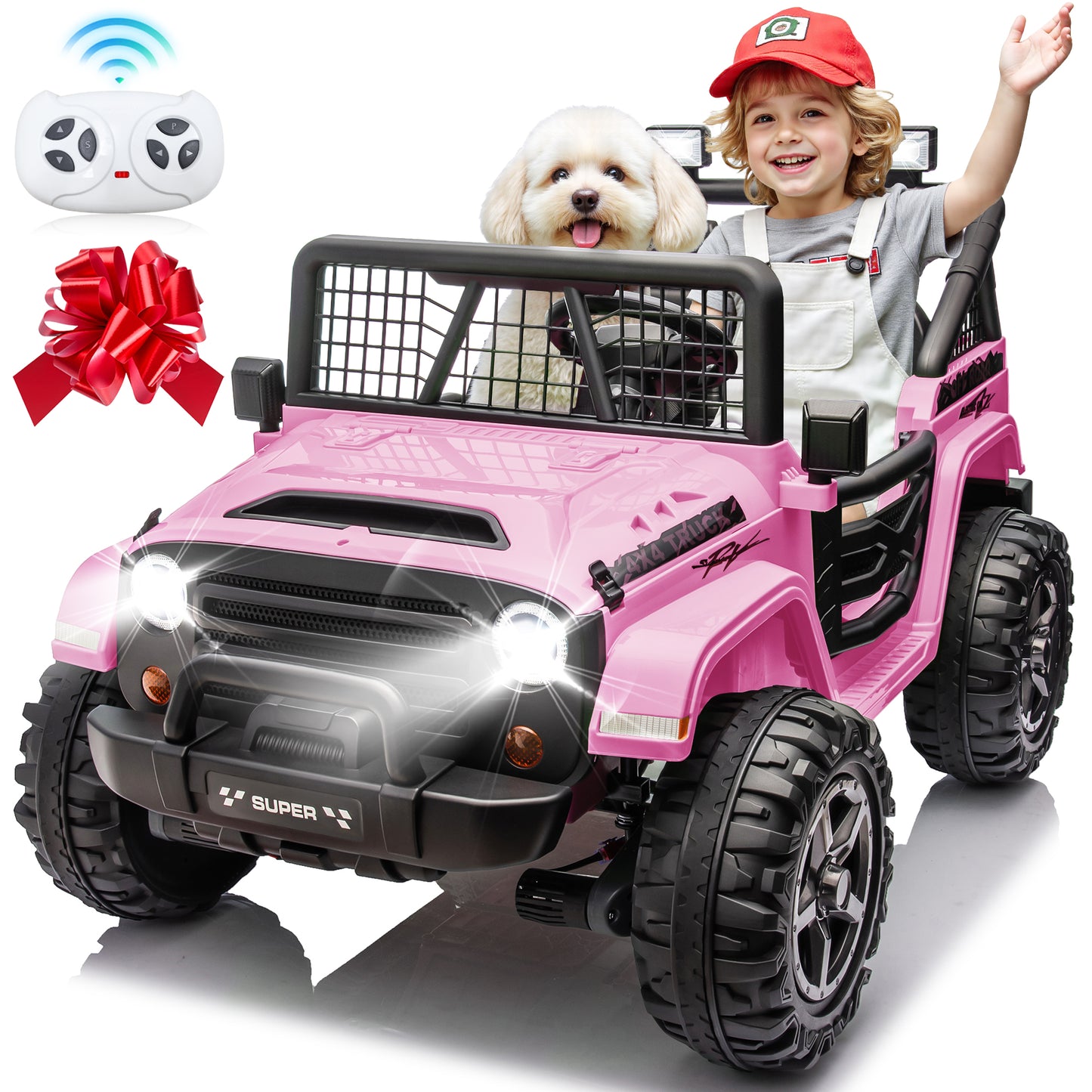 Joyracer 24 Volt Ride on Toys for Big Kids 2 Seater, 4WD/2WD Ride on Cars with Remote Control, 3 Speeds Ride ons, Electric Car with Music, Bluetooth, Horn, Light, Ride on Truck Gift, 0819