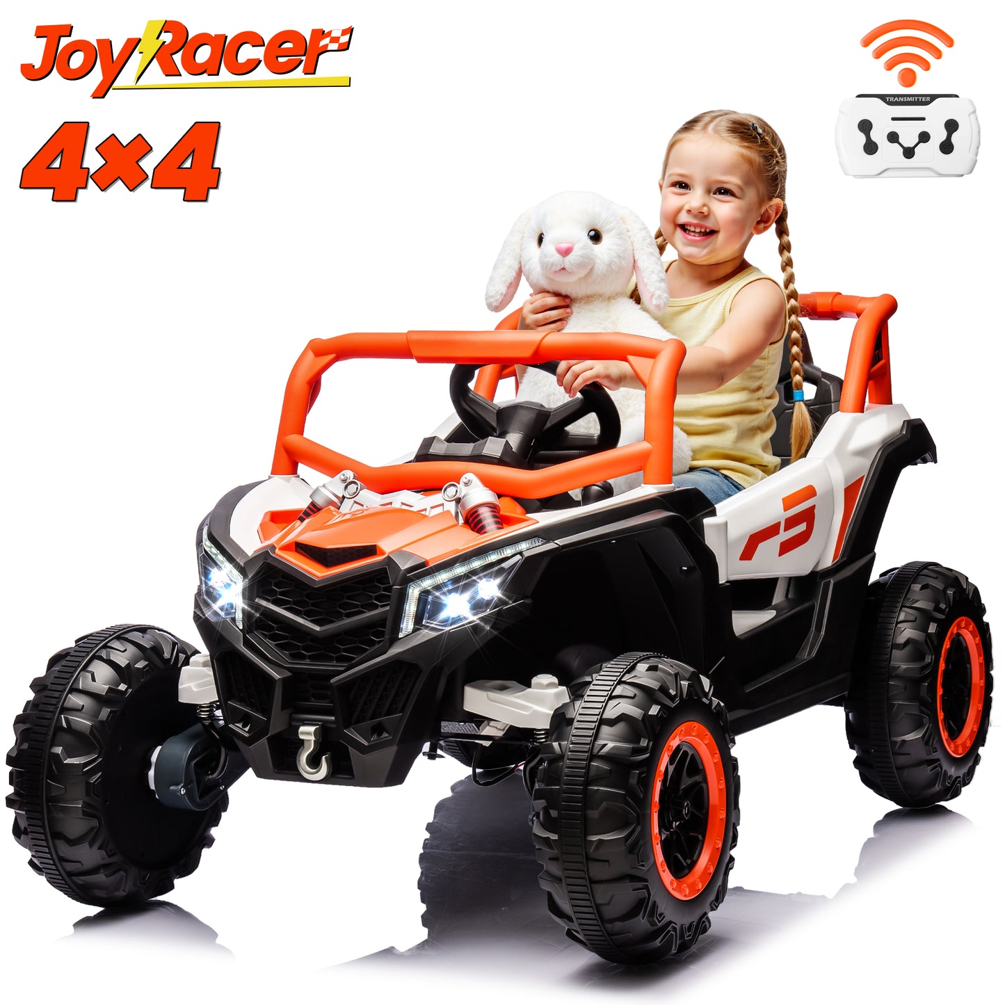 Joyracer 24 Volt Ride on Toys 2 Seater, 4WD Electric Car for Kids, Cool Gift UTV with Remote Control, Bluetooth Music, Spring Suspension, LED Light, Pink