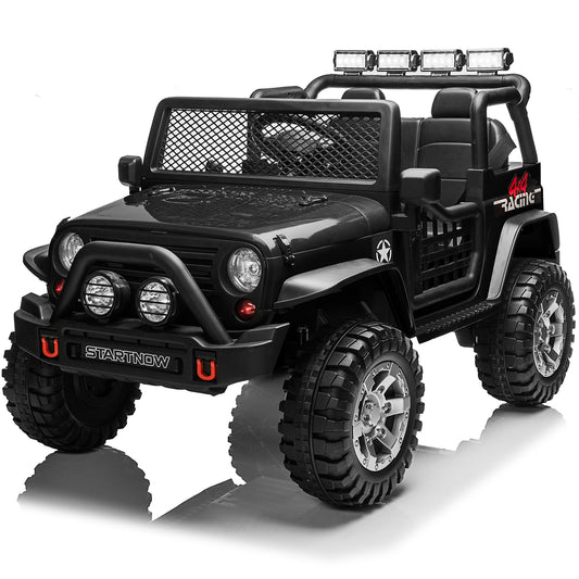 12V Kids Ride On Truck 4x4 Car with 2 Seater & Remote Control, 10Ah Battery Powered Electric Ride on Toys w/ 4*75W Motor, Bluetooth MP3 Music, 4 Wheels Suspension, 3 Speeds Black