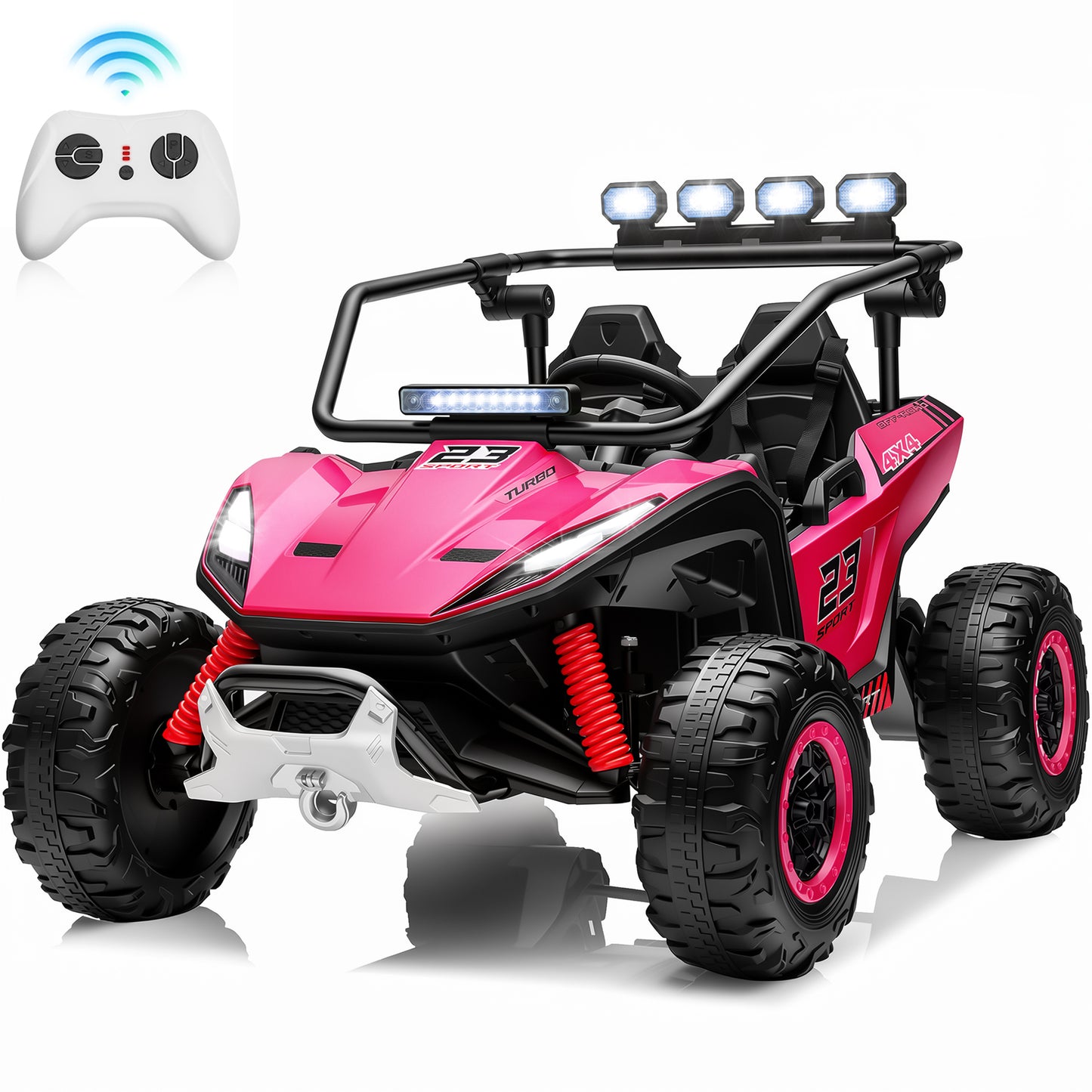 Joyracer 24V 2 Seater Ride on Toys UTV for Kids, 4WD 800W Electric Car with Parent Remote Control, LED Lights, Bluetooth Music, Safety Seat Belts, Roll Cage, 015