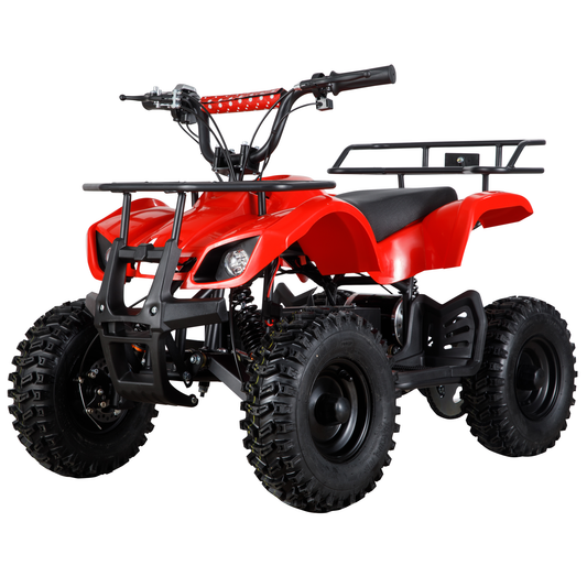 Joyracer 500W Dirt Quad - 36V Powered Ride-on, Electric 4-Wheeler for Kids Teenager, Mini ATV w/ Brush-less Motor, Hydraulic-spring Absorbers, Disc Brakes, 3 Speeds, Up to 16 mph, Red