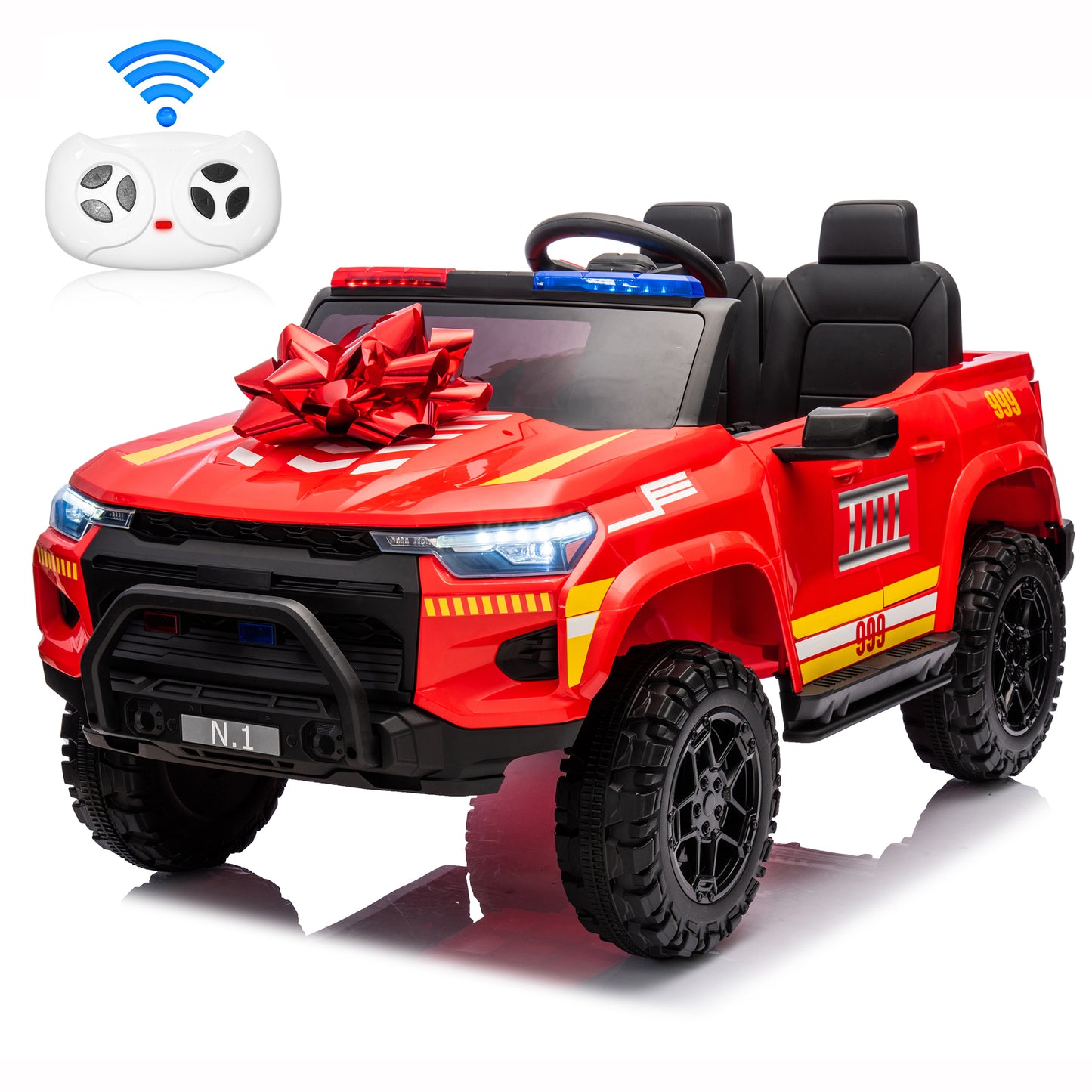 Joyracer 24V Ride on Fire Truck Car w/Remote Control, Siren/Flashing Light, Intercom, Kids Toys Electric Car Firetrucks, Horn, Music, Gifts for Toddlers Boys Girls, Red