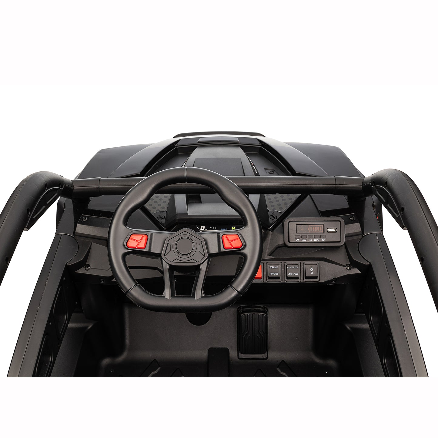 Joyracer 24V Kids Ride-on UTV, 4x4 Ride on Toys w/ Remote Control, 4*100W Motor, Electric Off-Road Car 7AH Battery Powered 4-Wheeler Vehicle w/ Storage Space, Bluetooth, Music, 3-Speed, LED Light, Black -639