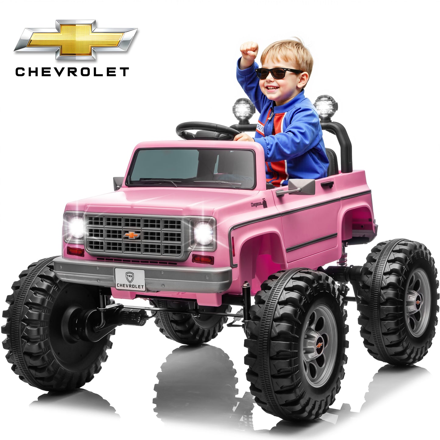 Joyracer 24 Volt Ride on Toys, Chevrolet Cheyenne Electric Car for Big Kids, Power Car Wheels with Remote, Bluetooth Music, USB, LED Lights, Black