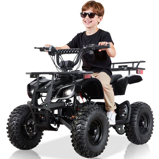 36 Volt Ride on Toys, Electric ATV for Big Kids, 500W Dirt Quad, 4 Wheeler with Kneepads, Suspension, Black
