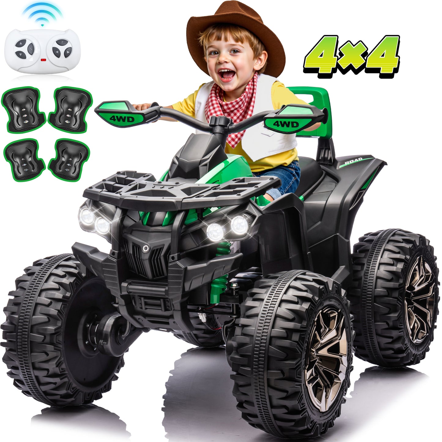 4x4 Kids Ride on ATV, 2 Seater 24 Volt Ride on Toys, 800W 4-Wheeler Quad Car for Big Kids, Blue