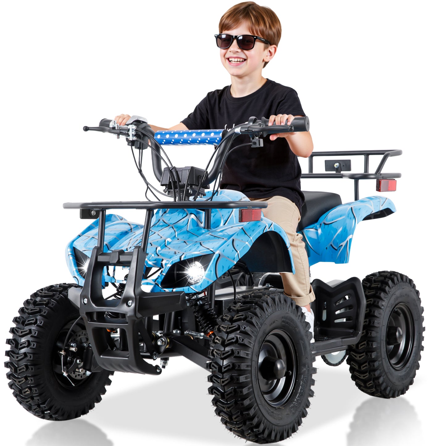 36 Volt Ride on Toys, Electric ATV for Big Kids, 500W Dirt Quad, 4 Wheeler with Kneepads, Suspension, Black