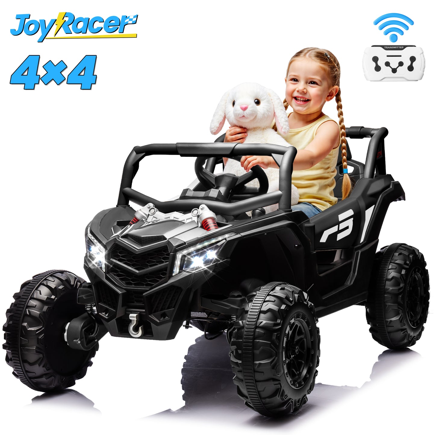 Joyracer 24 Volt Ride on Toys 2 Seater, 4WD Electric Car for Kids, Cool Gift UTV with Remote Control, Bluetooth Music, Spring Suspension, LED Light, Pink