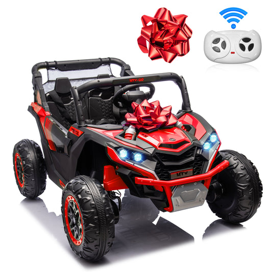 Joyracer 4WD 24 Volt Ride on Toys with 2 Seat, 600W Power UTV Car 4 Wheeler for Big Kids with Remote Control, Storage, Pull Bow, 3 Speeds, Bluetooth Music
