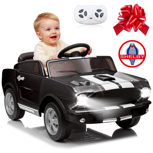 Joyracer 12 Volt Ride on Toys for Toddlers, Shelby GT350 Battery Powered Cars Gift w/ Remote Control, High/Low Speed, USB, Bluetooth/MP3, Horn, LED Light, Black