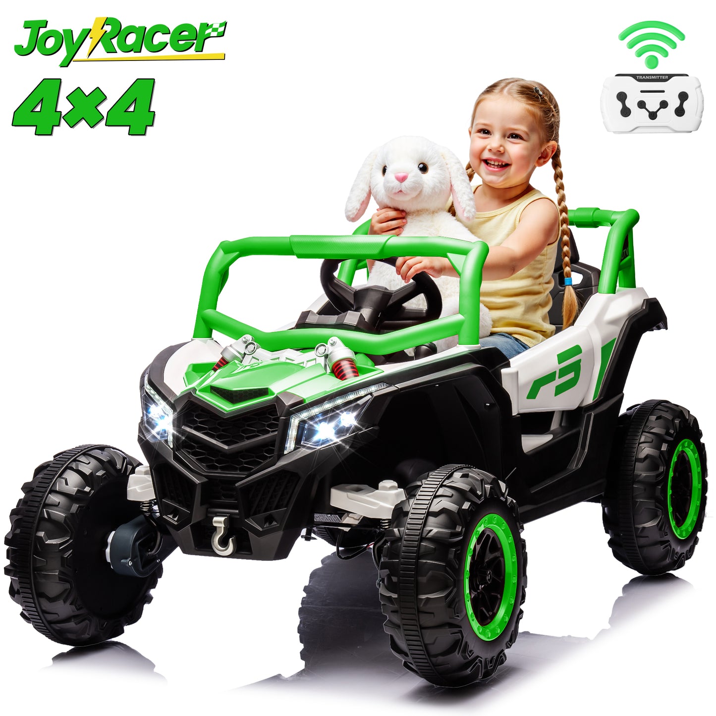 Joyracer 24 Volt Ride on Toys 2 Seater, 4WD Electric Car for Kids, Cool Gift UTV with Remote Control, Bluetooth Music, Spring Suspension, LED Light, Pink