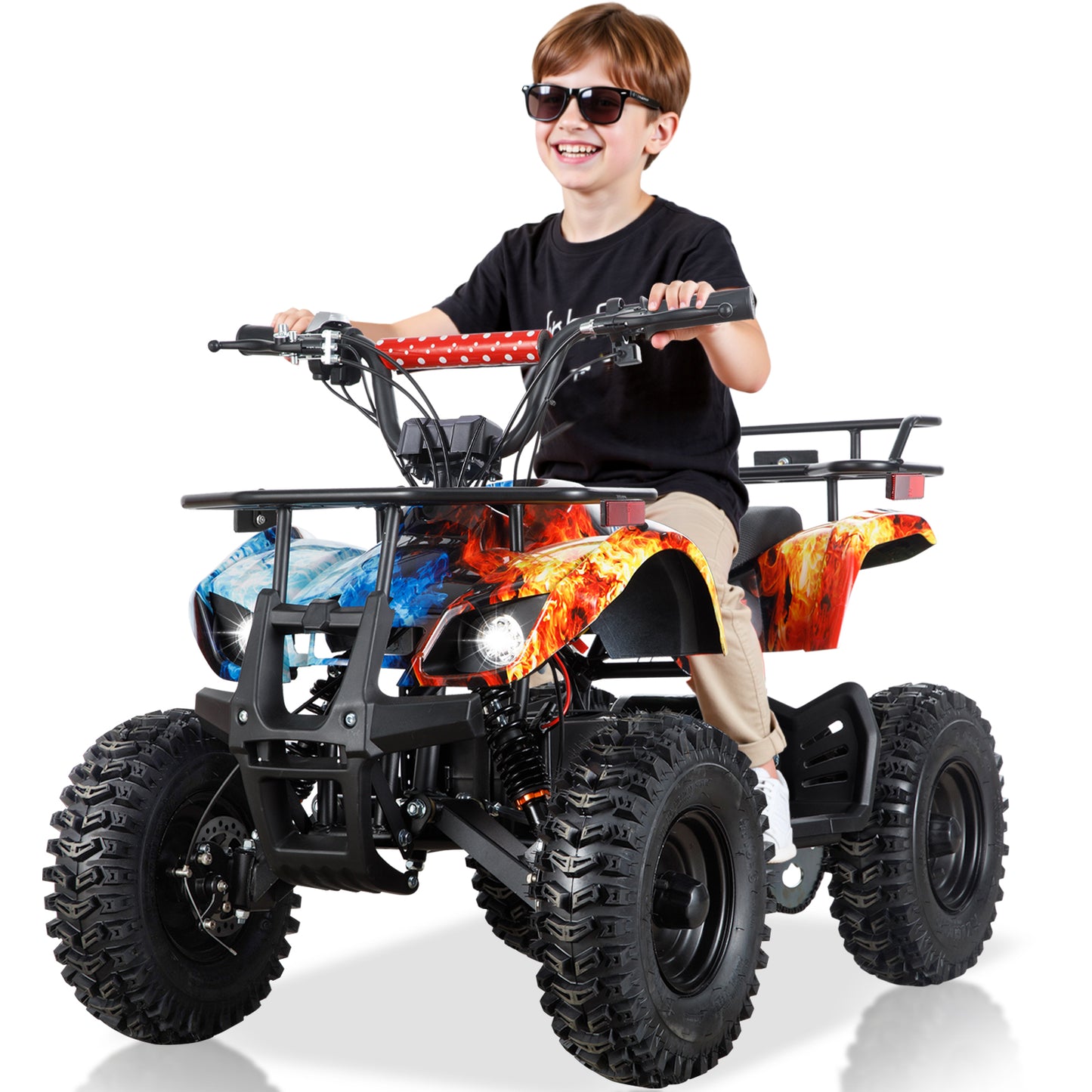 36 Volt Ride on Toys, Electric ATV for Big Kids, 500W Dirt Quad, 4 Wheeler with Kneepads, Suspension, Black