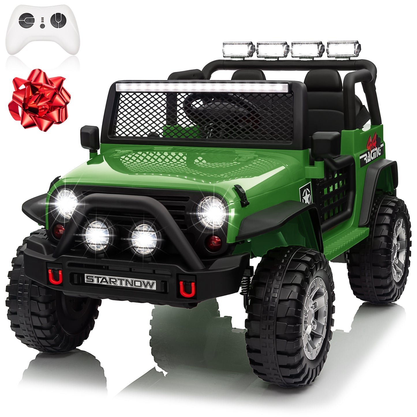 24V 2 Seater Kids Ride On Truck Car with Remote Control, 9Ah Battery Powered Electric Ride on Toys w/ 2*200W Motor, Bluetooth MP3 Music, 4 Wheels Suspension, 3 Speeds, Army Green,black,red,rose pink,pink-618