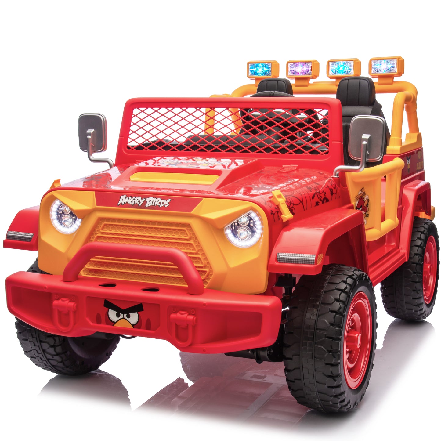 Joyracer 24 Volt Ride on Toys for Big Kids, Licensed Angry Birds Powered Ride on Truck with Remote Control, 2 Seater 4WD Ride ons with Shovel, Bluetooth, Lights, Electric Car for 3-8, 130lbs