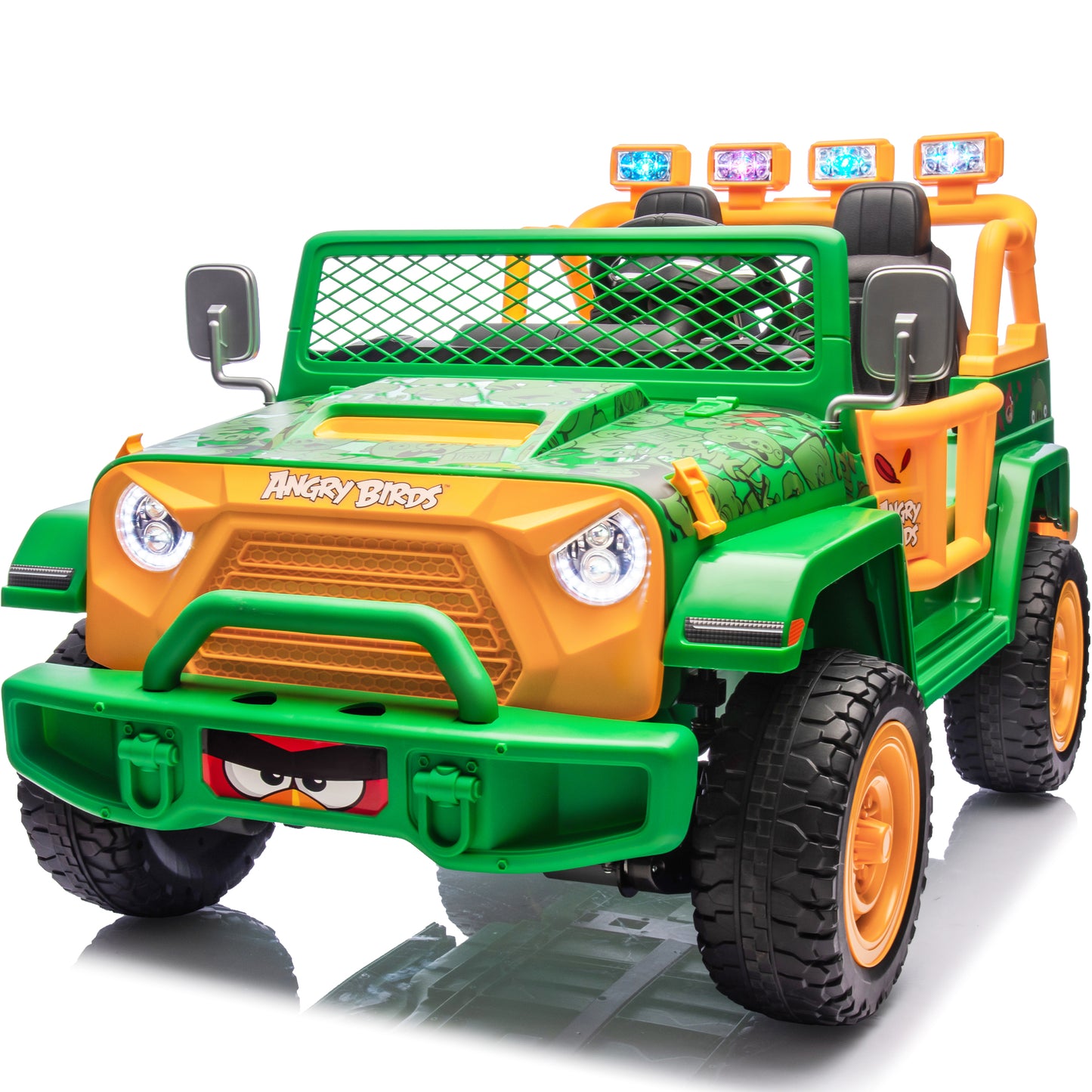 Joyracer 24 Volt Ride on Toys for Big Kids, Licensed Angry Birds Powered Ride on Truck with Remote Control, 2 Seater 4WD Ride ons with Shovel, Bluetooth, Lights, Electric Car for 3-8, 130lbs