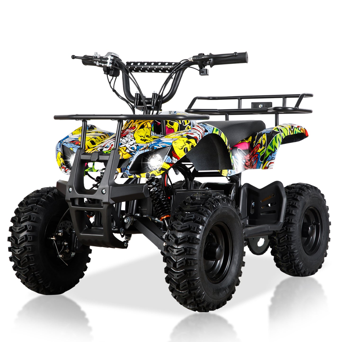 JOYRACER 36V Electric ATV Dirt Quad Electric Four-Wheeled ATV with 500W Brushless Powerful Motor Off-Road Vehicle Electric Kids ATV Ride on ATV for Big Boys Girls Ages 6+, Graffiti-Art