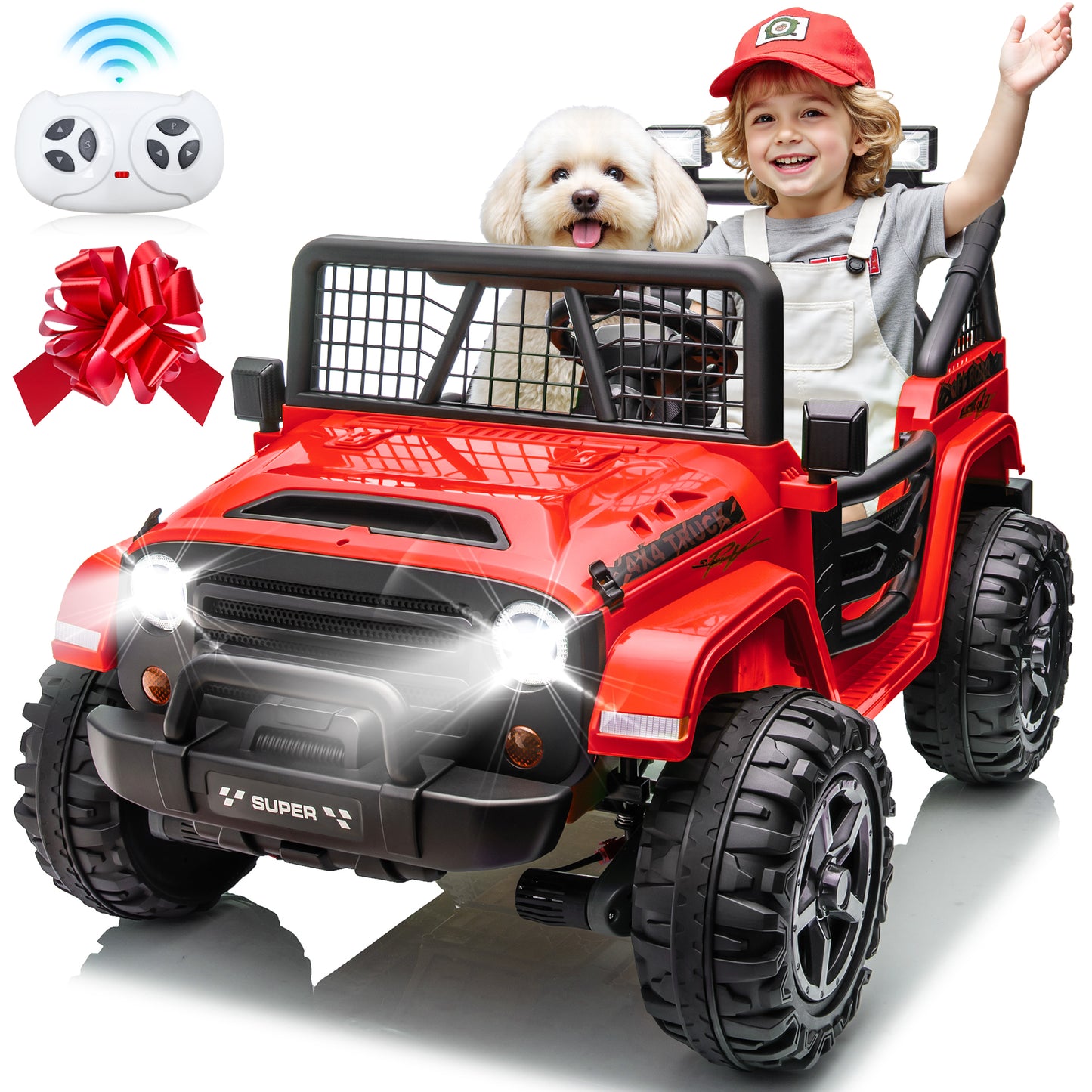 Joyracer 24 Volt Ride on Toys for Big Kids 2 Seater, 4WD/2WD Ride on Cars with Remote Control, 3 Speeds Ride ons, Electric Car with Music, Bluetooth, Horn, Light, Ride on Truck Gift, 0819