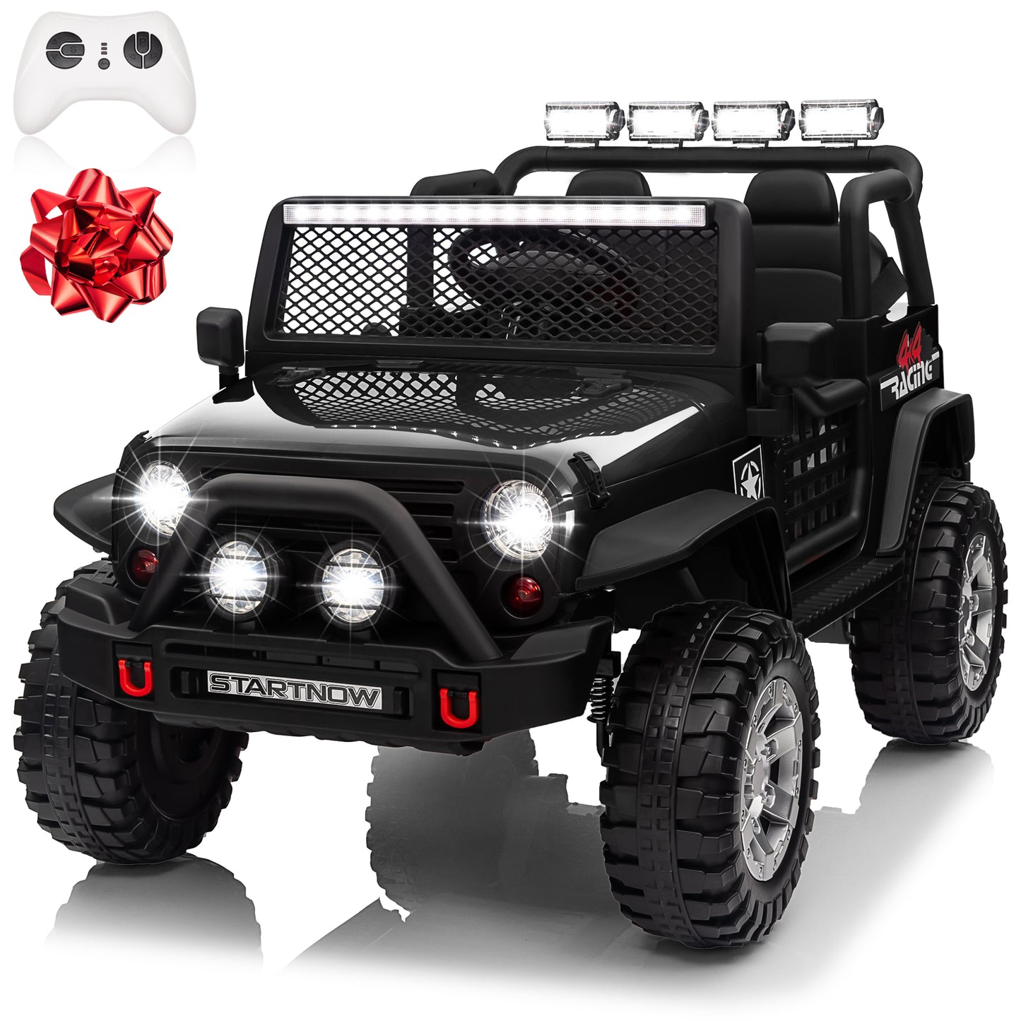 24V 2 Seater Kids Ride On Truck Car with Remote Control, 9Ah Battery Powered Electric Ride on Toys w/ 2*200W Motor, Bluetooth MP3 Music, 4 Wheels Suspension, 3 Speeds, Army Green,black,red,rose pink,pink-618