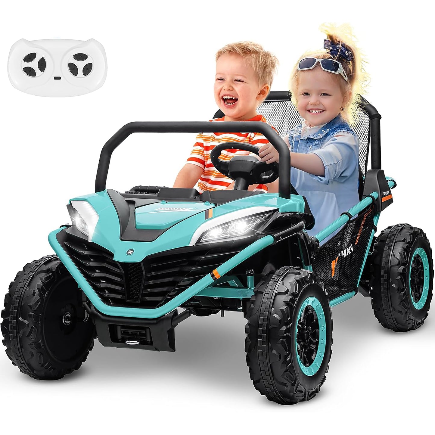 Joyracer 24V Kids Ride on Car,2 Seater Powered off-Road,4WD Electric Vehicles with Remote Control,Maximum 5mph,Spring Suspension UTV for 3-8 Boys Girl