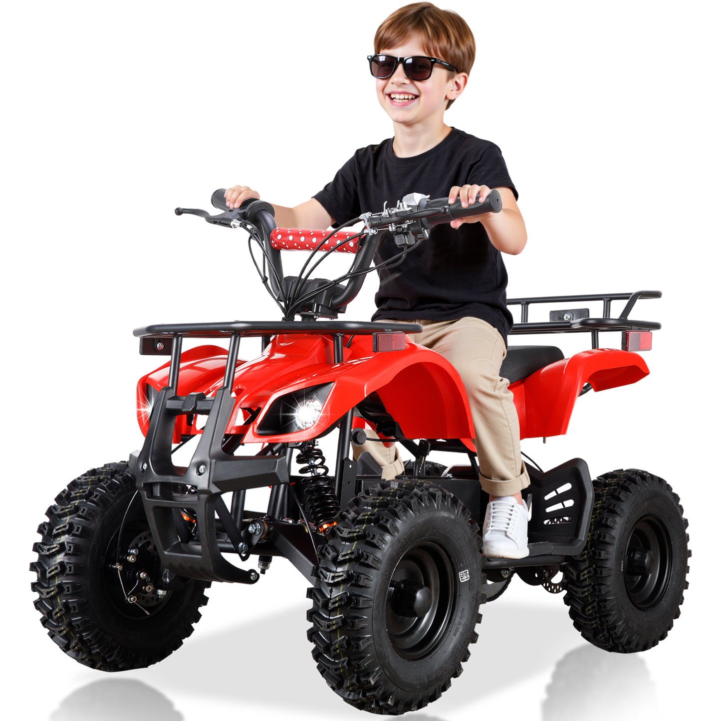 36 Volt Ride on Toys, Electric ATV for Big Kids, 500W Dirt Quad, 4 Wheeler with Kneepads, Suspension, Black
