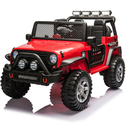 12V Kids Ride On Truck 4x4 Car with 2 Seater & Remote Control, 10Ah Battery Powered Electric Ride on Toys w/ 4*75W Motor, Bluetooth MP3 Music, 4 Wheels Suspension, 3 Speeds Red