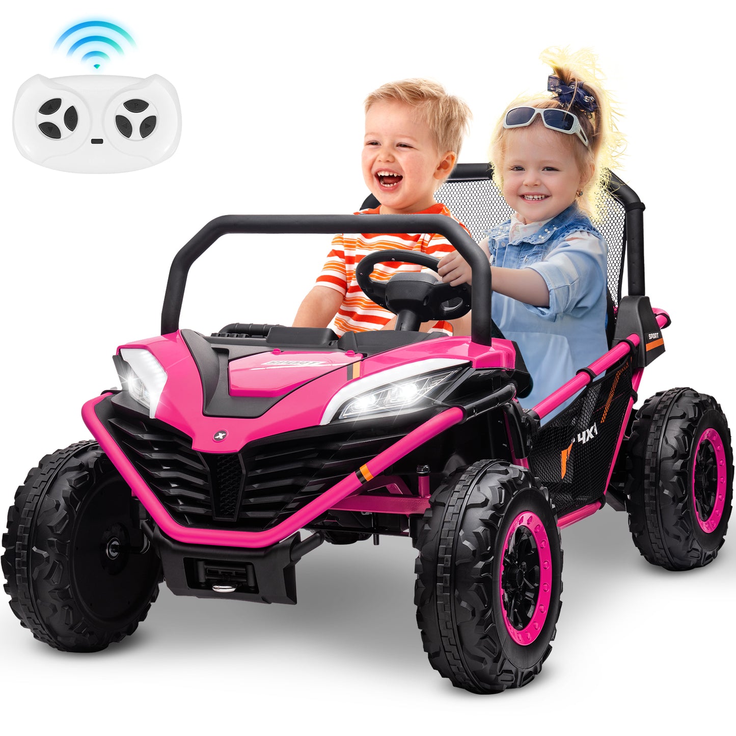 Joyracer 24V Kids Ride on Car,2 Seater Powered off-Road,4WD Electric Vehicles with Remote Control,Maximum 5mph,Spring Suspension UTV for 3-8 Boys Girl