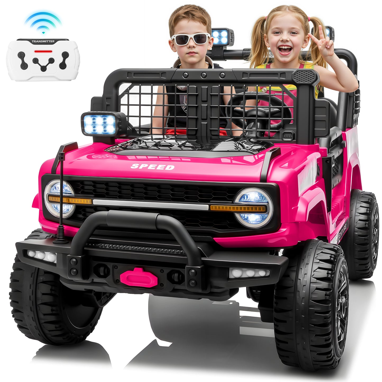 Joyracer 800W 4WD 24 Volt Ride on Toys with Remote Control, 2 Seater Kids Electric Car 9AH Battery Powered Truck Vehicle w/ Spring Suspension, Bluetooth Music, Gift for Boys Girls-1203