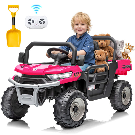 Joyracer 12V Ride on Toys UTV for Kids, Electric Car with Remote, Powered Ride on Dump Truck w/ Dump Bed & Shovel, Spring Suspension, Bluetooth Music, LED Lights-662