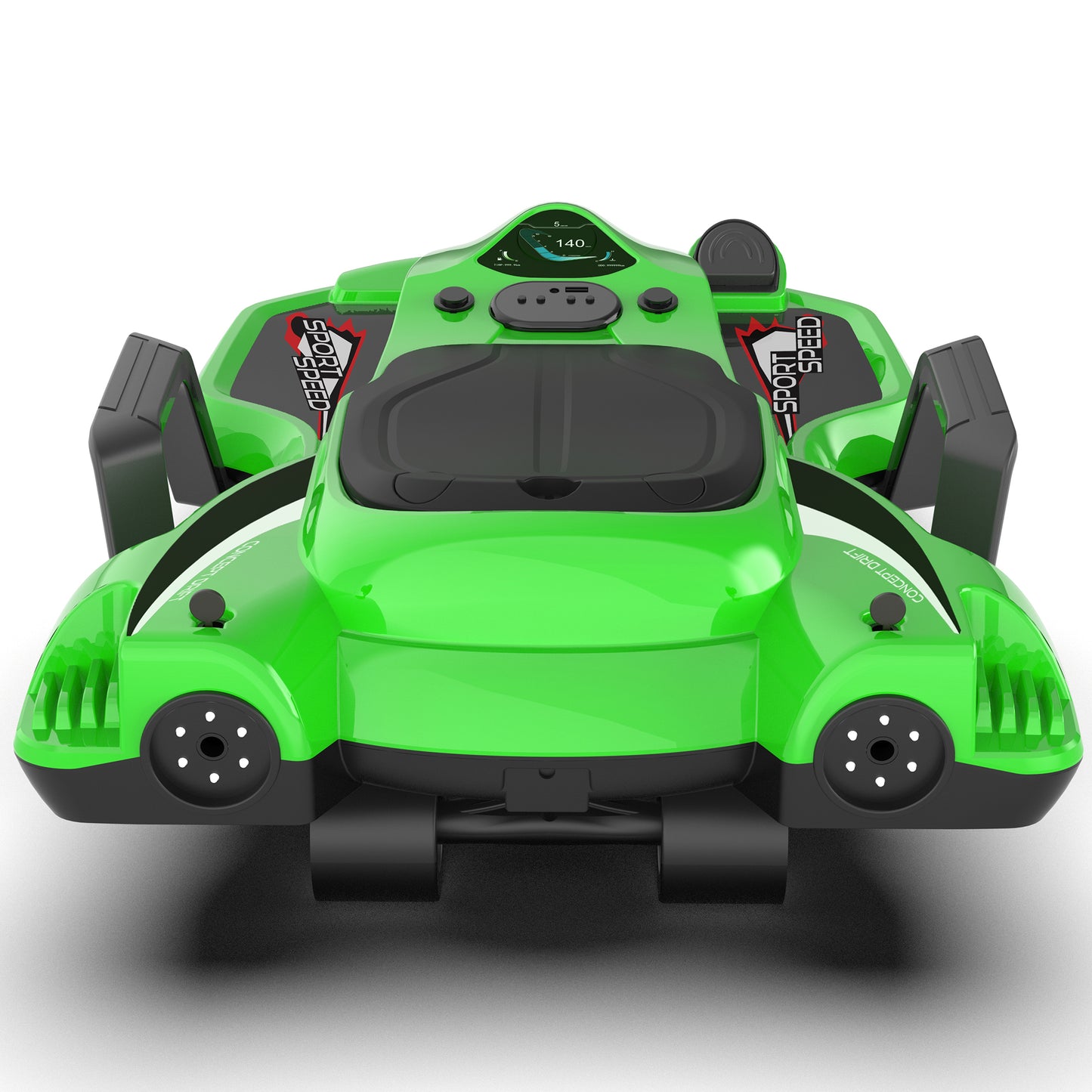 24V Ride on Toys with 200W Hub Motor Up to 7MPH, Battery Powerd Ride on Drift Car, Color Tail Spray, Accelerator Pedal, PU Tires, Gravity Steering, Bluetooth Music for Big Kids Ages 6+, Green
