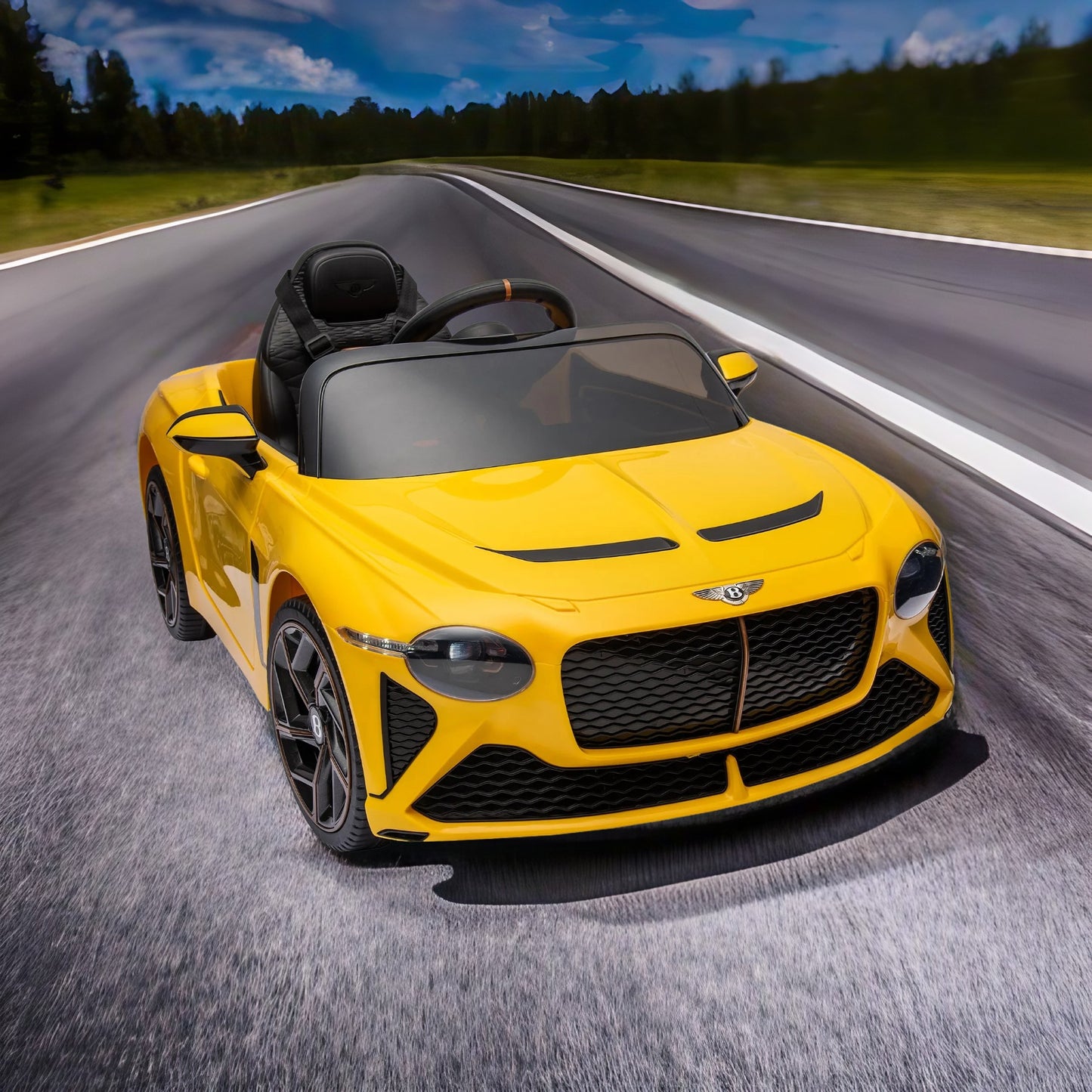 Licensed Bentley 12V Kids Ride on Car with Remote Control, 7Ah Battery Powered Electric Ride on Toy w/ 3 Speeds, Sports Car for Kids Gift, Bluetooth, Music, Story, USB/MP3, LED Light, Yellow