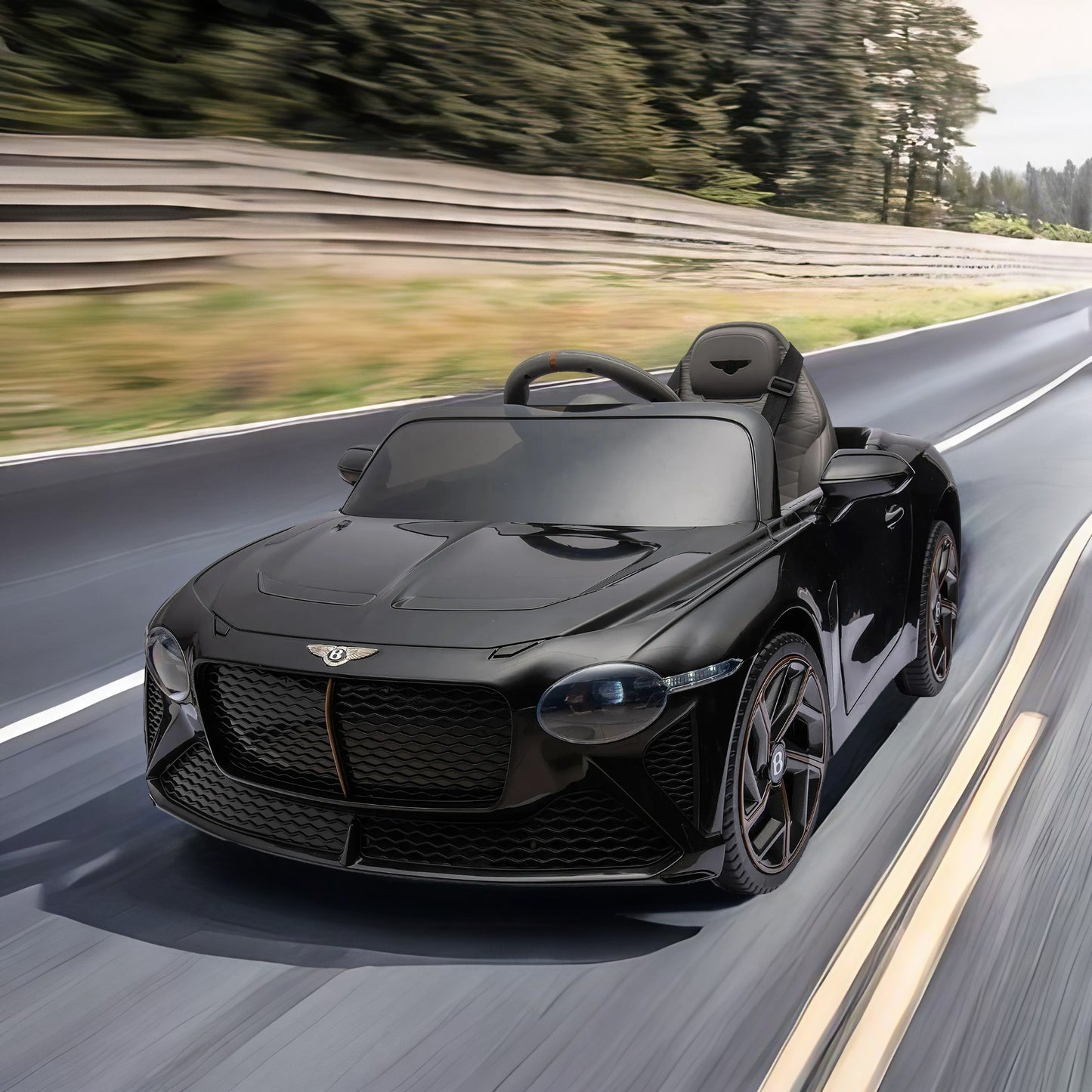 Licensed Bentley 12V Kids Ride on Car with Remote Control, 7Ah Battery Powered Electric Ride on Toy w/ 3 Speeds, Sports Car for Kids Gift, Bluetooth, Music, Story, USB/MP3, LED Light, Black