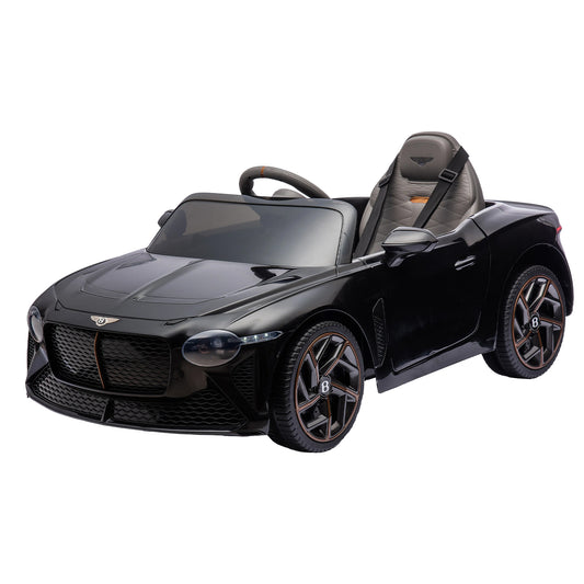 Licensed Bentley 12V Kids Ride on Car with Remote Control, 7Ah Battery Powered Electric Ride on Toy w/ 3 Speeds, Sports Car for Kids Gift, Bluetooth, Music, Story, USB/MP3, LED Light, Black