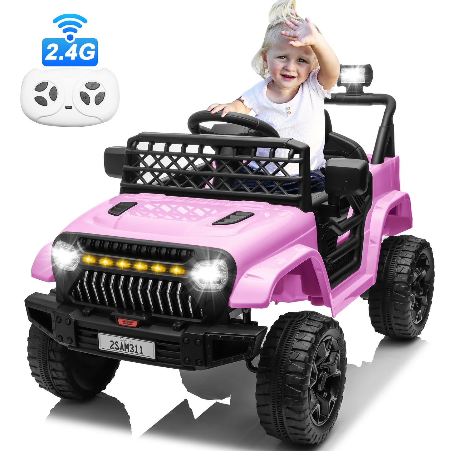 12V Ride on Toys with Remote Control, Kids Battery Car Electric Powered Ride on Car w/ 3-Speed, 4-Wheel Suspension, Music, Bluetooth, MP3, LED Lights, Large Wheels, Black
