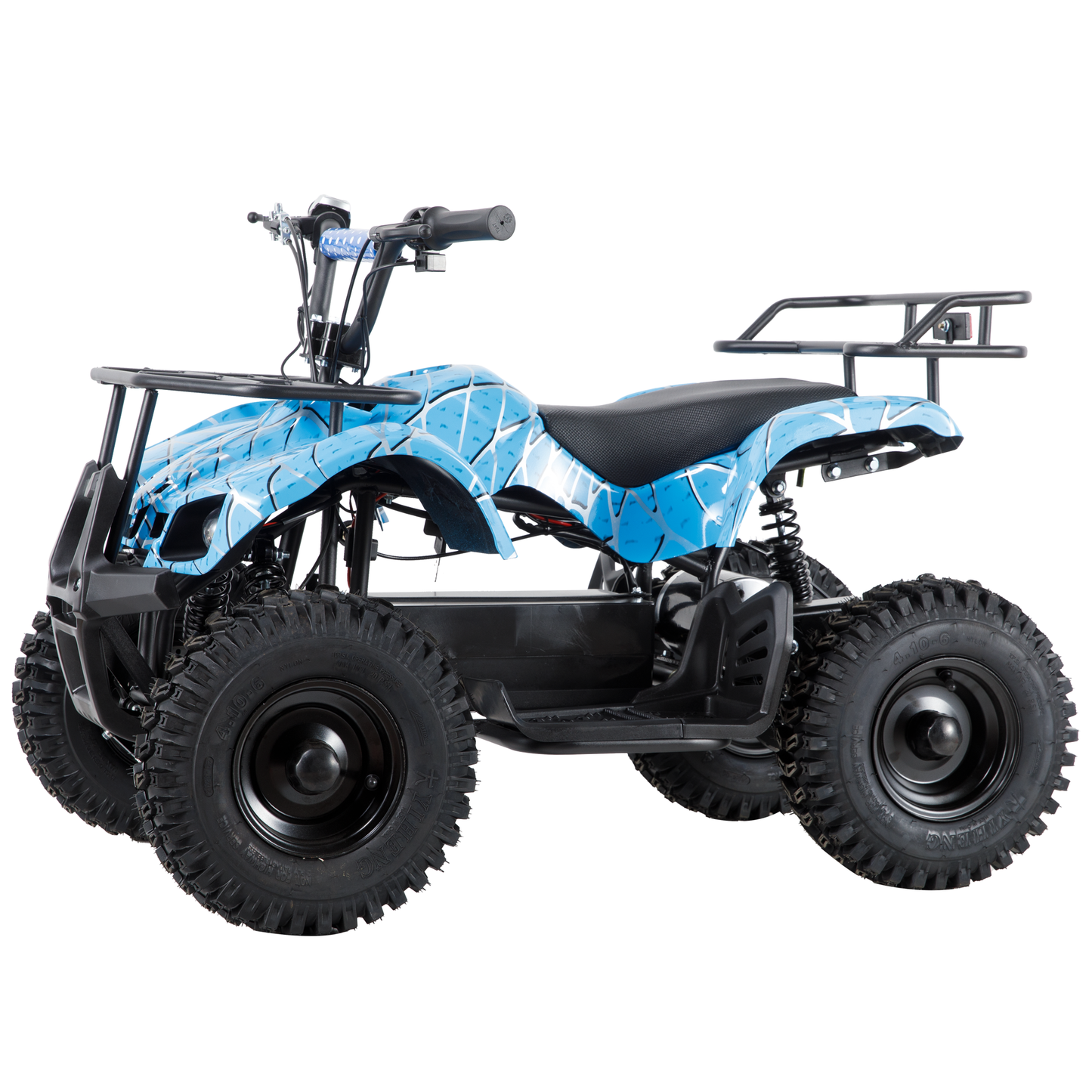 Joyracer 500W Dirt Quad - 36V Powered Ride-on, Electric 4-Wheeler for Kids Teenager, Mini ATV w/ Brush-less Motor, Hydraulic-spring Absorbers, Disc Brakes, 3 Speeds, Up to 16 mph, Light Blue