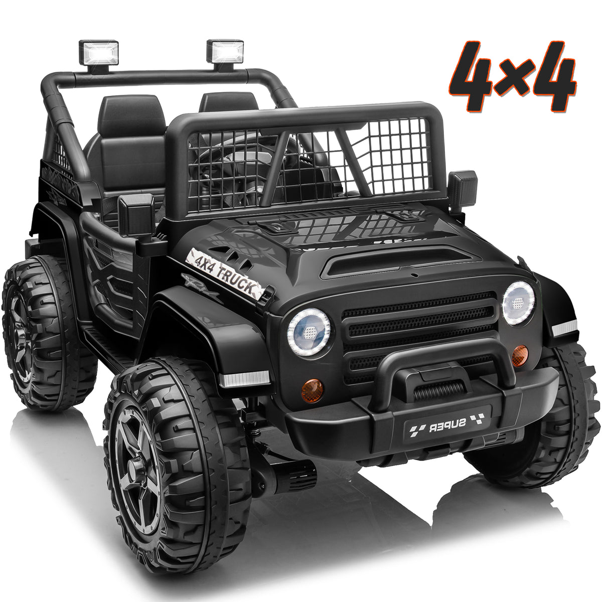 Joyracer 800W 24 Volt Ride on Toys for Big Kids, 4WD/2WD Switchable, 2 Seater Ride on Truck Car w/ Remote Control, Power Car Wheels, 3 Speeds, Spring Suspension, Bluetooth Music